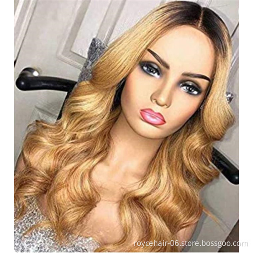 Wig Women 1B 27 Color Honey Blonde  1b 613 Blond Lace Front Brazilian Loose Wave Remy human Hair wigs pre plucked bleached Knots